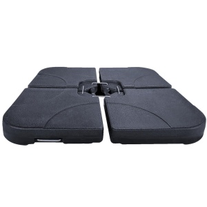 Suport baza umbrela 50x50x8 cm, set 4 elemente umplere cu apa sau nisip, manere metalice, plastic rezistent, negru