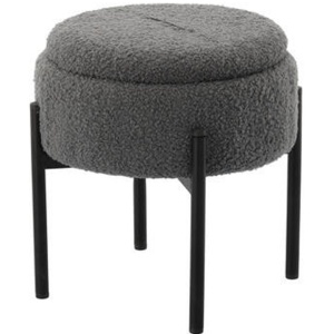 Taburet pentru copii, rotund, spatiu depozitare, 31x28cm, maxim 50kg, gri - Img 1
