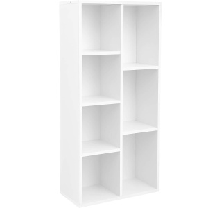 VASAGLE Biblioteca cu 7 compartimente deschise, MDF, 50x24x106cm, alb - Img 1