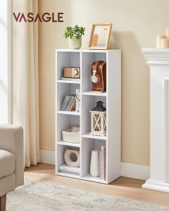 VASAGLE Biblioteca cu 7 compartimente deschise, MDF, 50x24x106cm, alb - Img 2