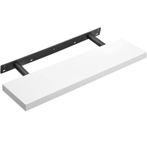 VASAGLE Raft de perete suspendat plutitor, MDF, sistem montare inclus, 80x20x4cm, alb - Img 1