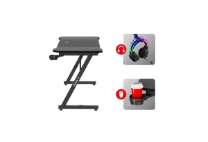 Birou Gaming Huzaro, Hero 4.8, 160 X 60 X 74 Cm, Mousepad Inclus 80 X 58 Cm, Negru - Img 6