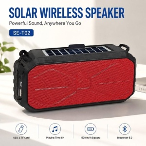 Boxa portabila solara SE-T02, Bluetooth 5.0, 1500mAh, autonomie pana la 6 ore, incarcare solara, USB, TF Card, negru - Img 5