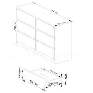 Comodă pentru sufragerie Stejar Artisan 120 cm 6 sertare Alb Mat 120x40x77 cm - Img 4