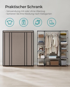 Dulap textil portabil Songmics, 150x45x175 cm, maro - Img 3