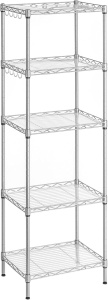 Etajera metalica cu rafturi reglabile si carlige, Songmics, 30×40×121 cm