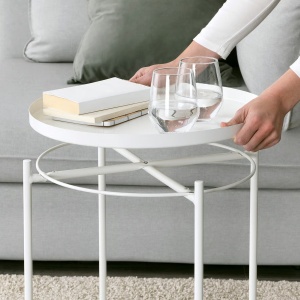 Masuta cu tava detasabila IKEA GLADOM, metal, alb, 45 × 45 × 58 cm - Img 6