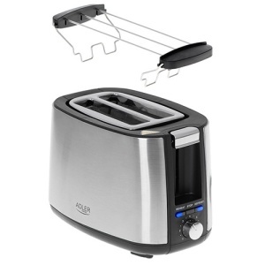 Prajitor de paine Adler AD 3214, 2 felii, 900 W, 7 niveluri rumenire, otel inox - Img 4