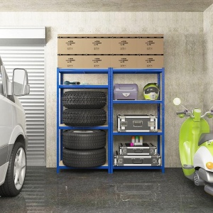 SONGMICS Raft cadru metalic modular pentru depozitare, 4 polite, 160x80x40cm, sarcina 520 kg, albastru - Img 3