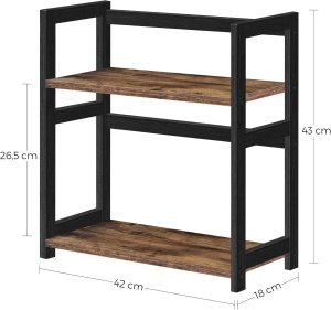 SONGMICS Raft de depozitare pe 2 niveluri, MDF, organizator de birou sau bucatarie, 42x18x43 cm, maro rustic - Img 4