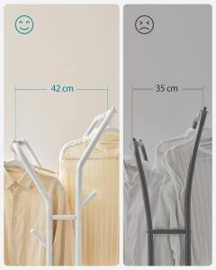 SONGMICS Suport pentru haine pe roti, cu polita, sina dubla, cadru metalic, sarcina 100kg, 53x104x155cm, alb - Img 4
