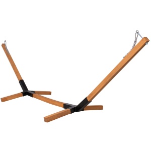Suport hamac Sersimo cu cadru din lemn pentru gradina, sarcina maxima 150kg, culoare maro - Img 1