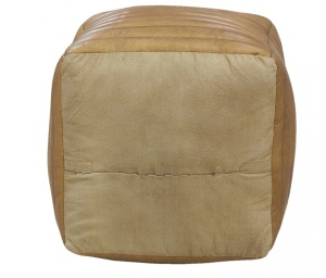 Taburet cub din piele naturala Aubry Gaspard, maro, 40 × 40 × 42 cm - Img 3