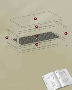 VASAGLE Masuta de cafea, din MDF, cu spatiu de depozitare pe 2 nivele, 55x100x45 cm, negru - Img 4