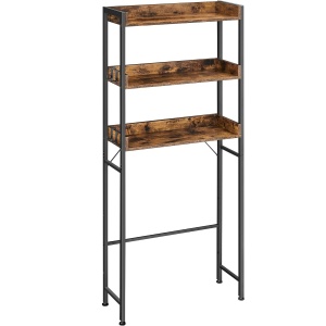 VASAGLE Raft de depozitare pentru baie, suprapunere peste masina spalat sau vas WC, 25x63x165 cm, maro