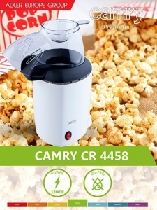 Aparat de popcorn, Adler CR4458, 1200 W, capac transparent, alb - Img 4