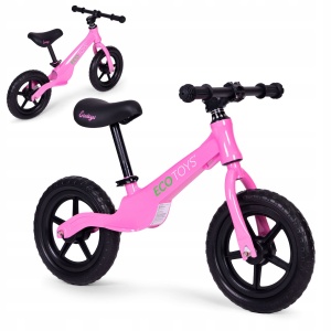 Bicicleta fara pedale pentru copii 86x47x51 cm, sa reglabila, cadru otel, roti EVA, roz - Img 2
