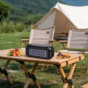 Boxa portabila solara SE-T02, Bluetooth 5.0, 1500mAh, autonomie pana la 6 ore, incarcare solara, USB, TF Card, negru - Img 2