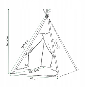 Cort copii Sersimo stil indian Teepee Tent cu fereastra, covoras gros si 2 perne, alb albastru inchis cu stelute - Img 4