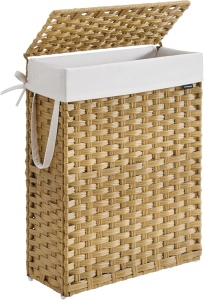 Cos pentru rufe Songmics, 55 L, ratan, capac & manere
