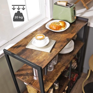 (DL) VASAGLE Raft de bucatarie, suport pentru cuptorul cu microunde, 2 cosuri de sarma, 6 carlige S, 35x80x95cm, maro rustic - Img 4
