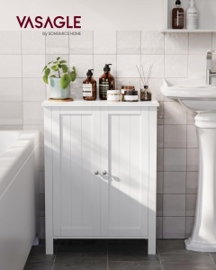 Dulap baie Vasagle, 2 usi + 2 rafturi reglabile, 30 × 60 × 80 cm, alb - Img 5