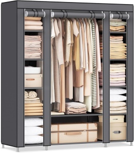 Dulap textil portabil Songmics, 150x45x175 cm, gri