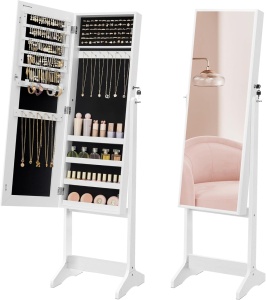 Oglinda integrala cu organizator bijuterii, Songmics, 151 cm, alb