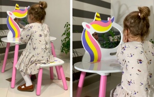 Set de toaleta Lily cu masuta si scaun pentru copii, unicorn - Img 2