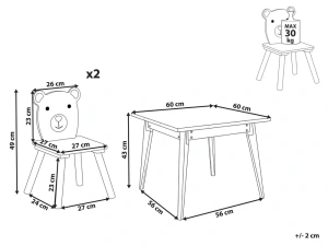 Set masa cu 2 scaune pentru copii MIMILI, alb si gri, MDF si lemn de pin, design scandinav - Img 5