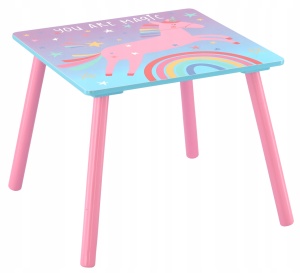 Set mobilier copii Melbi masa si 2 scaune, albastru roz, 50x50x42 cm - Img 2