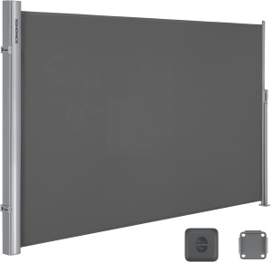 SONGMICS Paravan lateral pentru intimitate, extensibil, sistem fixare inclus, 180x300cm, gri - Img 4