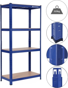 SONGMICS Raft cadru metalic modular pentru depozitare, 4 polite, 160x80x40cm, sarcina 520 kg, albastru - Img 4