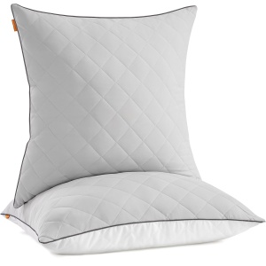 SONGMICS Set de 2 perne reversibile cu 2 fete pentru iarna sau vara, 80x80 cm, umplutura 1200 g, alb - Img 1