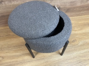 Taburet pentru copii, rotund, spatiu depozitare, 31x28cm, maxim 50kg, gri - Img 4