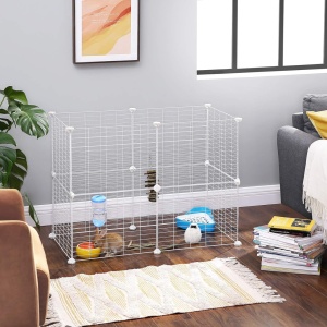 Tarc pentru animale mici Songmics, 143 × 73 × 46 cm, alb - Img 6