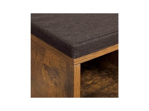 VASAGLE Banca pentru hol cu suport pentru pantofi, 10 compartimente, cu perna, 104x48x30cm, maro rustic - Img 4