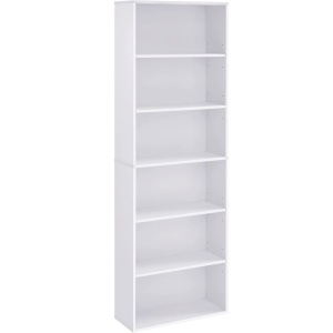 VASAGLE Biblioteca 6 rafturi, in stil scandinav, rafturi ajustabile, PAL, 60x24x179 cm, alb - Img 1