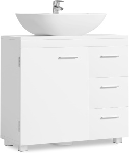 VASAGLE Dulap lavoar baie cu 3 sertare si 2 compartimente, MDF, 30x70x64 cm, alb - Img 2