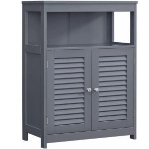 VASAGLE Dulap tip comoda pentru baie, cu rafturi reglabile si 2 usi, 30x60x80 cm, gri - Img 1