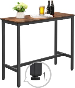 VASAGLE Masa de bar inalta, cadru metalic, design industrial, 100x40x90cm, maro rustic - Img 2
