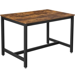 VASAGLE Masa de bucatarie pentru 4 persoane, cadru metalic, stil industrial, 120x75x75 cm, maro rustic - Img 1