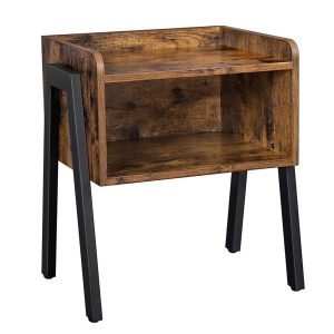 VASAGLE Noptiera cu compartiment de depozitare frontal deschis, MDF, 42x35x52cm, maro rustic - Img 1