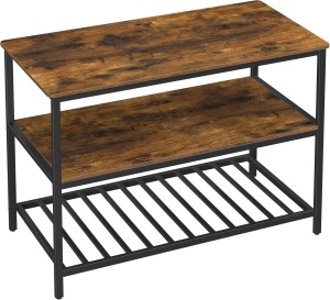 VASAGLE Raft de bucatarie tip insula, cadru de otel cu 3 nivele, stil industrial, 60x120x90cm, maro - Img 2