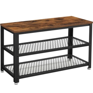 VASAGLE Raft pentru pantofi cu 2 polite, 73x30x45cm, otel, stil industrial, maro rustic si negru - Img 1