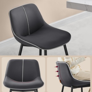 VASAGLE Set 2 scaune de bar, spatar ergonomic din piele ecologica, cadru metalic, 50x50x99 cm, negru - Img 4