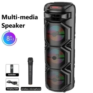 Boxa portabila ZQS-8301, 94 cm, Bluetooth FM AUX USB RGB, cu microfon - Img 4