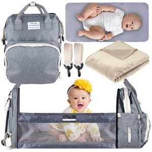 (DL) Geanta rucsac pentru bebelusi si mamici, Travel Organizer set cu Changing Pad, 5 in 1, 41x30x19cm , gri - Img 2