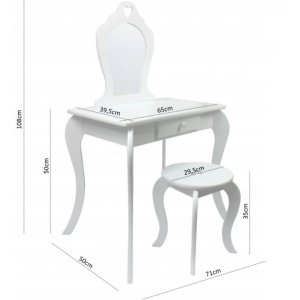 (DL) Set Masa de toaleta pentru copii Elza, verde, cu oglinda si taburet, 71x50x108 cm - Img 3