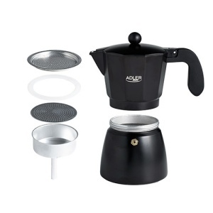 Espressor moka, Adler AD4421, 6 cesti, maner termoizolat, negru - Img 4